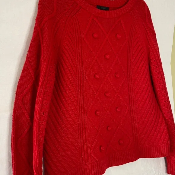J Crew Wool Sweater Red Long Sleeve Knit Size Large - Picture 3 of 9